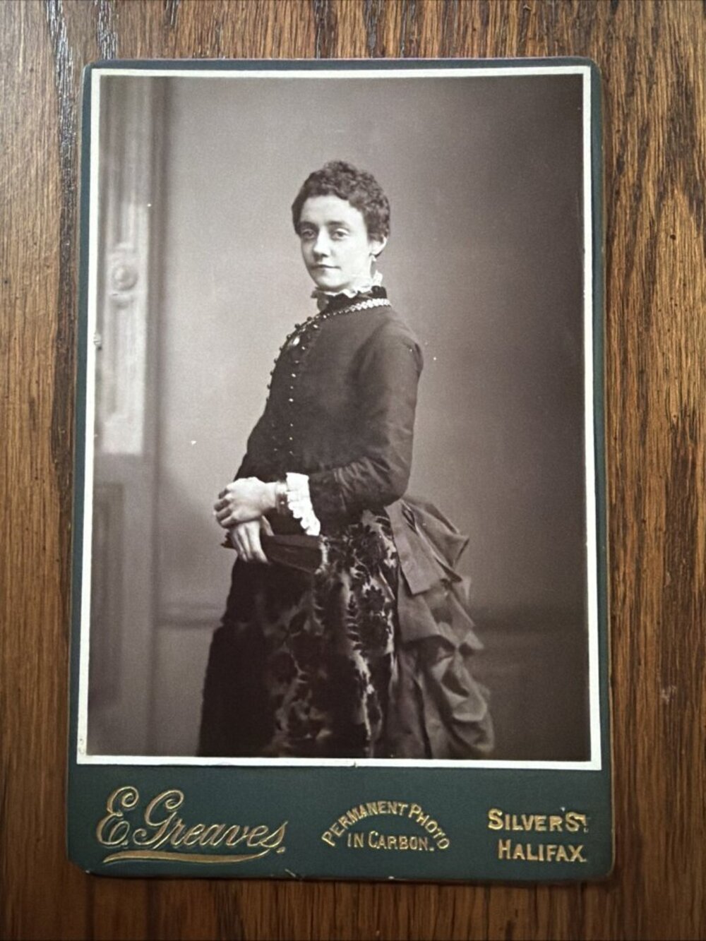 Young Woman Victorian Dress Cabinet Card Photo E. Greaves Silver St Halifax